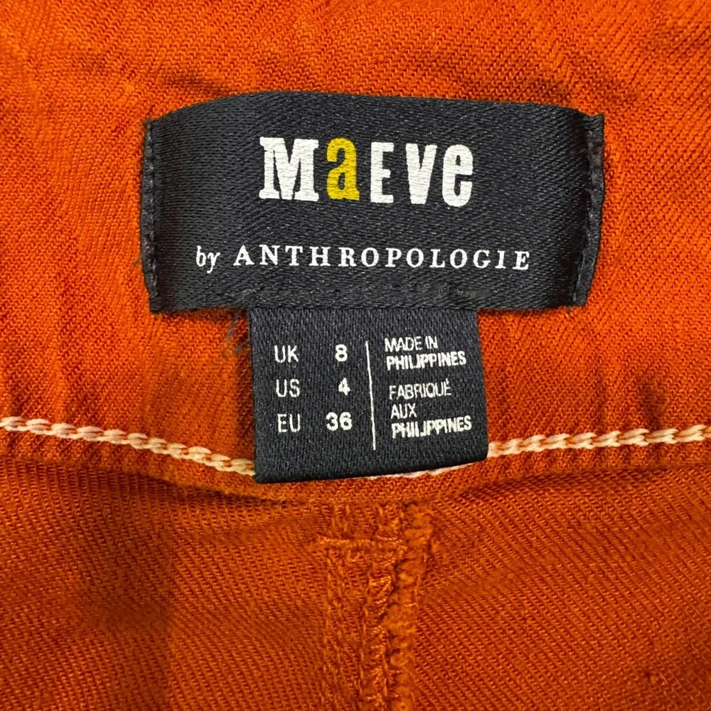 Maeve Pants Womens 4 Burnt Orange The Colette Wide Leg Linen Blend Cropped Pants - Picture 9 of 15